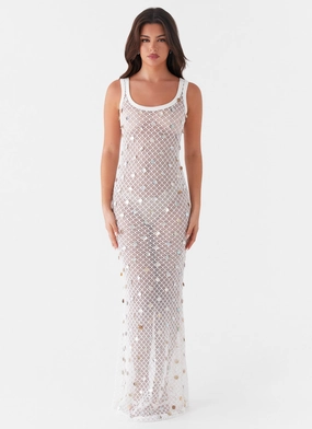 Classic Layering Penida Shell Knit Maxi Dress - White