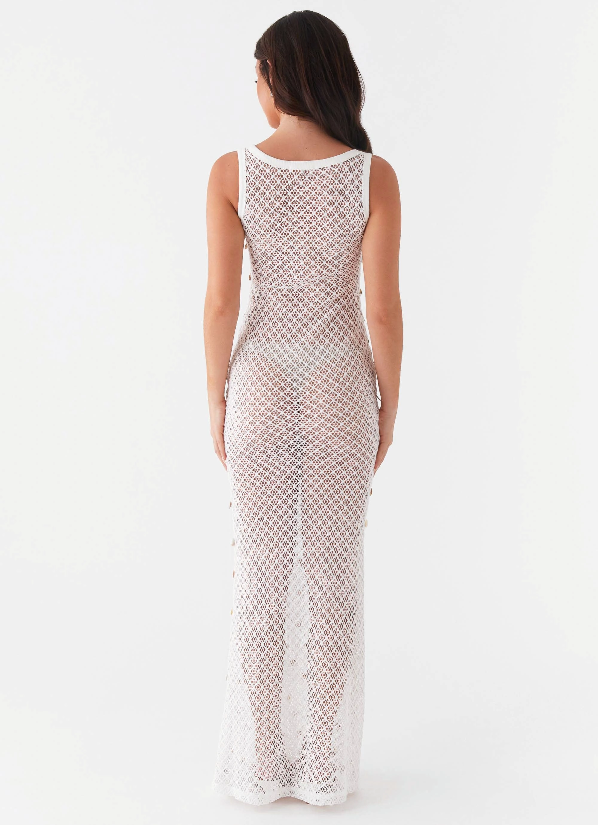 Soft Gradient Penida Shell Knit Maxi Dress - White