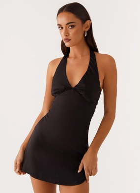 Peppermayo Exclusive Heavy Hearted Mini - Black Halter-Neck