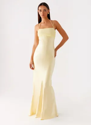 Glossy Fabric Satin Fabric Belize Maxi Dress - Yellow