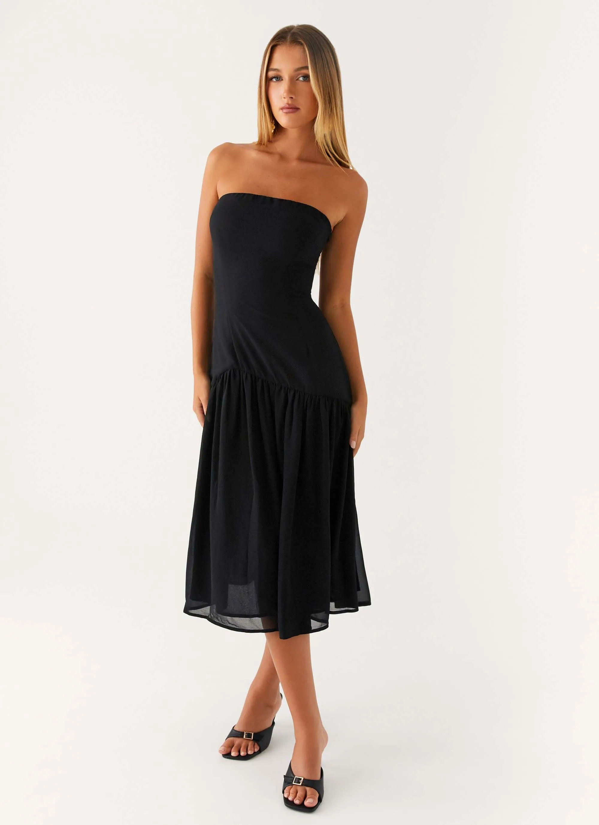 Imagination Strapless Midi Dress - Black Soft Stitch Standout Feature