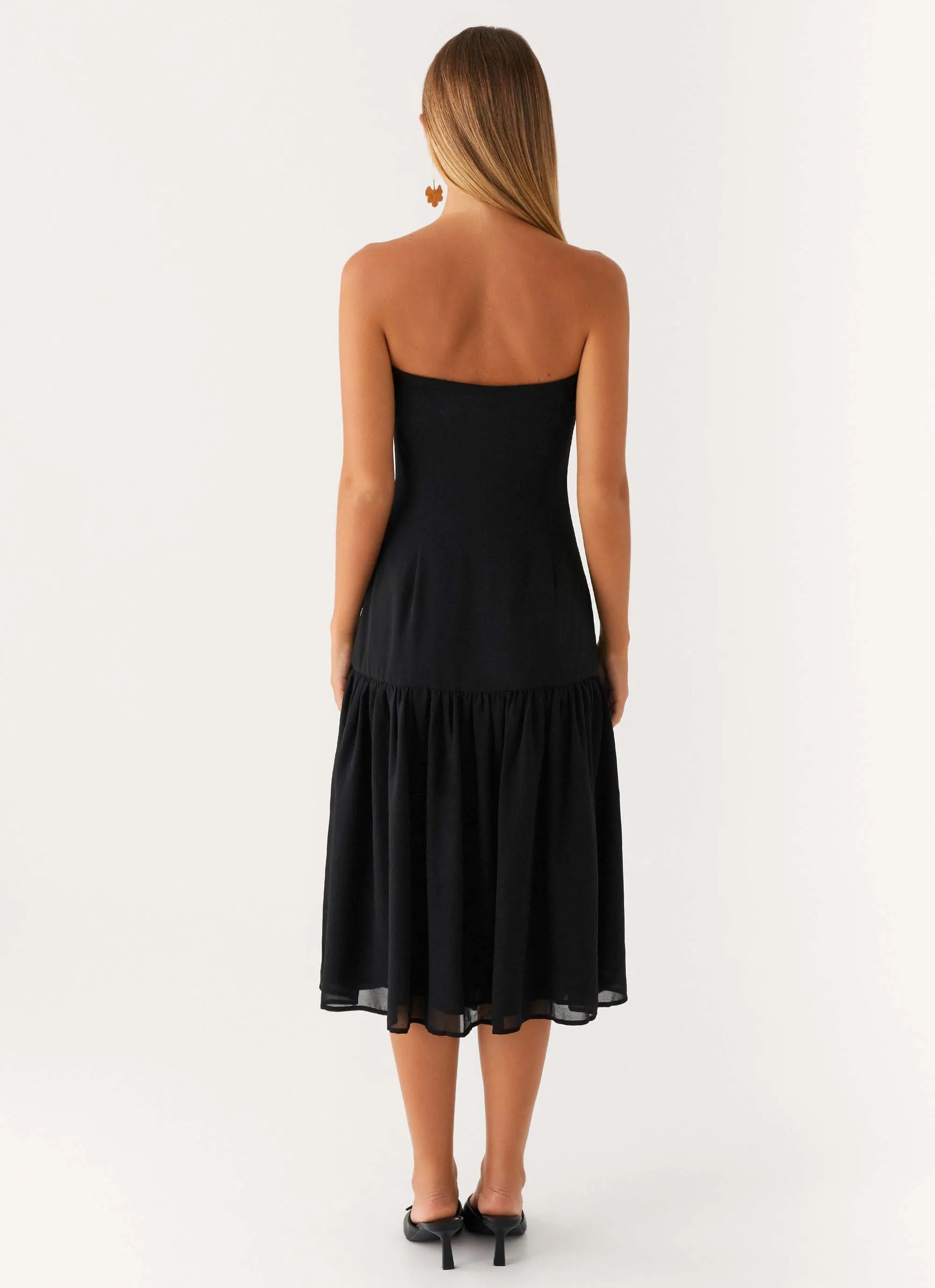 Sophisticated Appeal Stylish Touch Imagination Strapless Midi Dress - Black