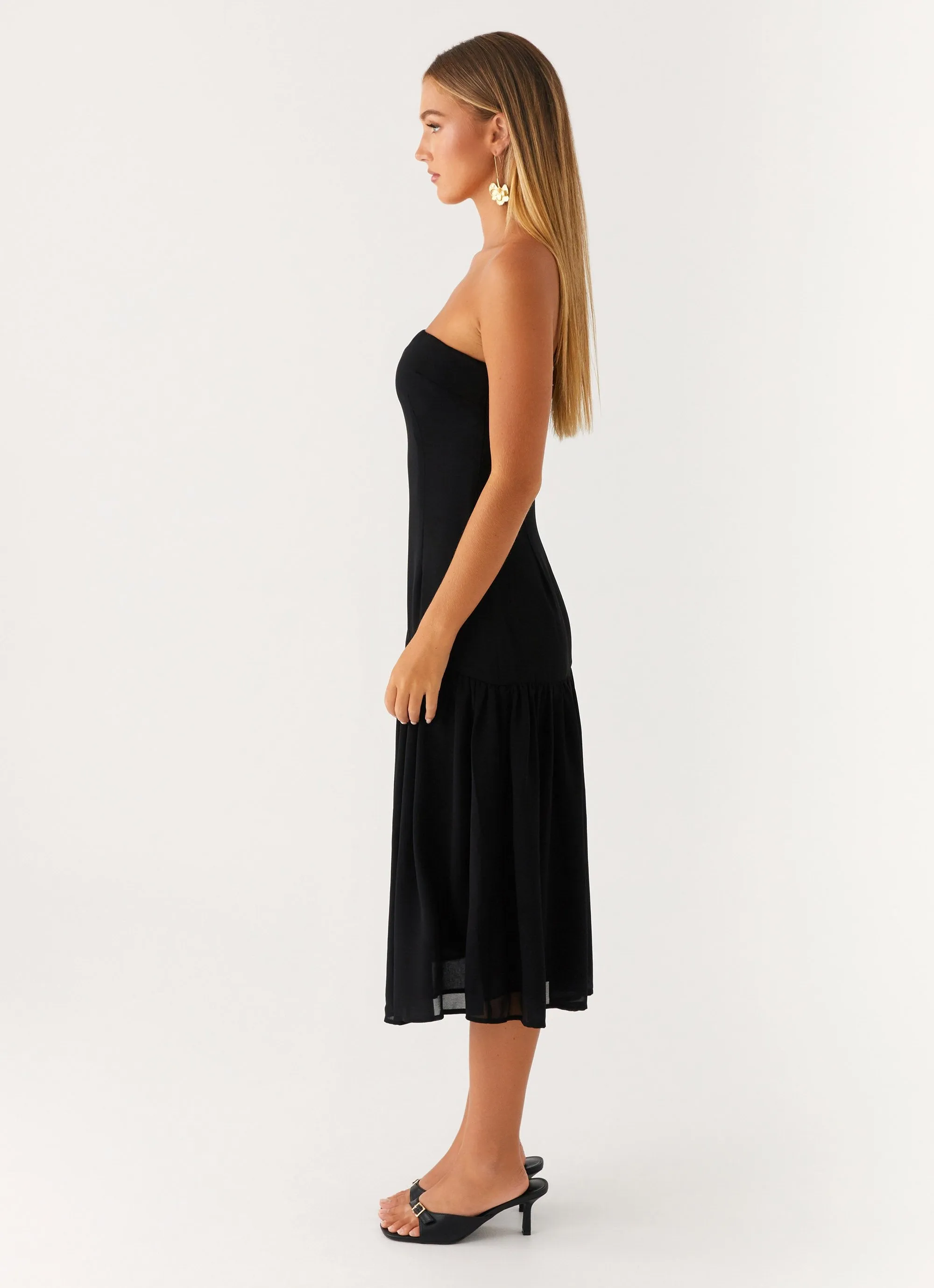 Perfect Design Open-back Imagination Strapless Midi Dress - Black