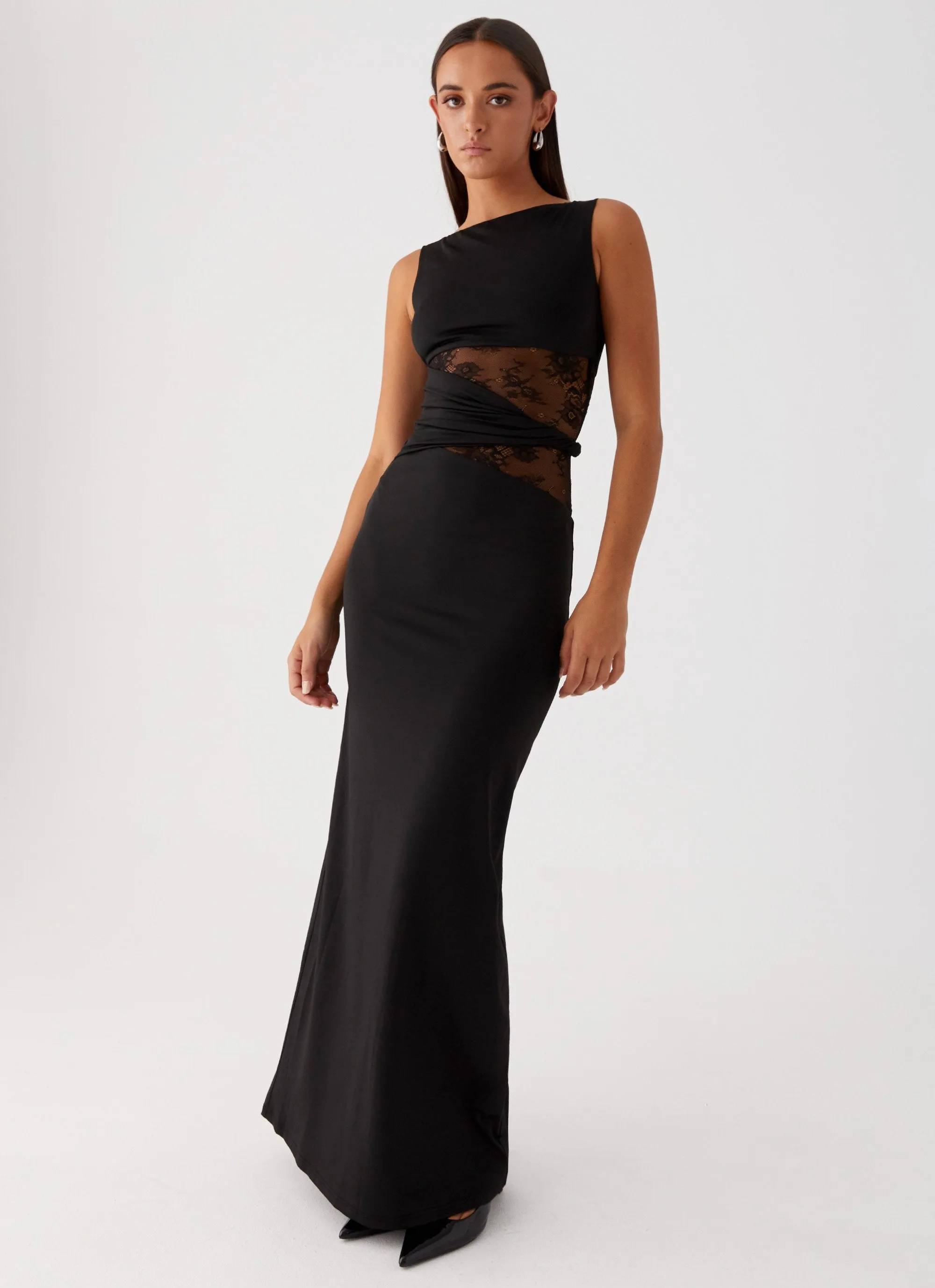 Empire Waist Halter neck Karma Maxi Dress - Black