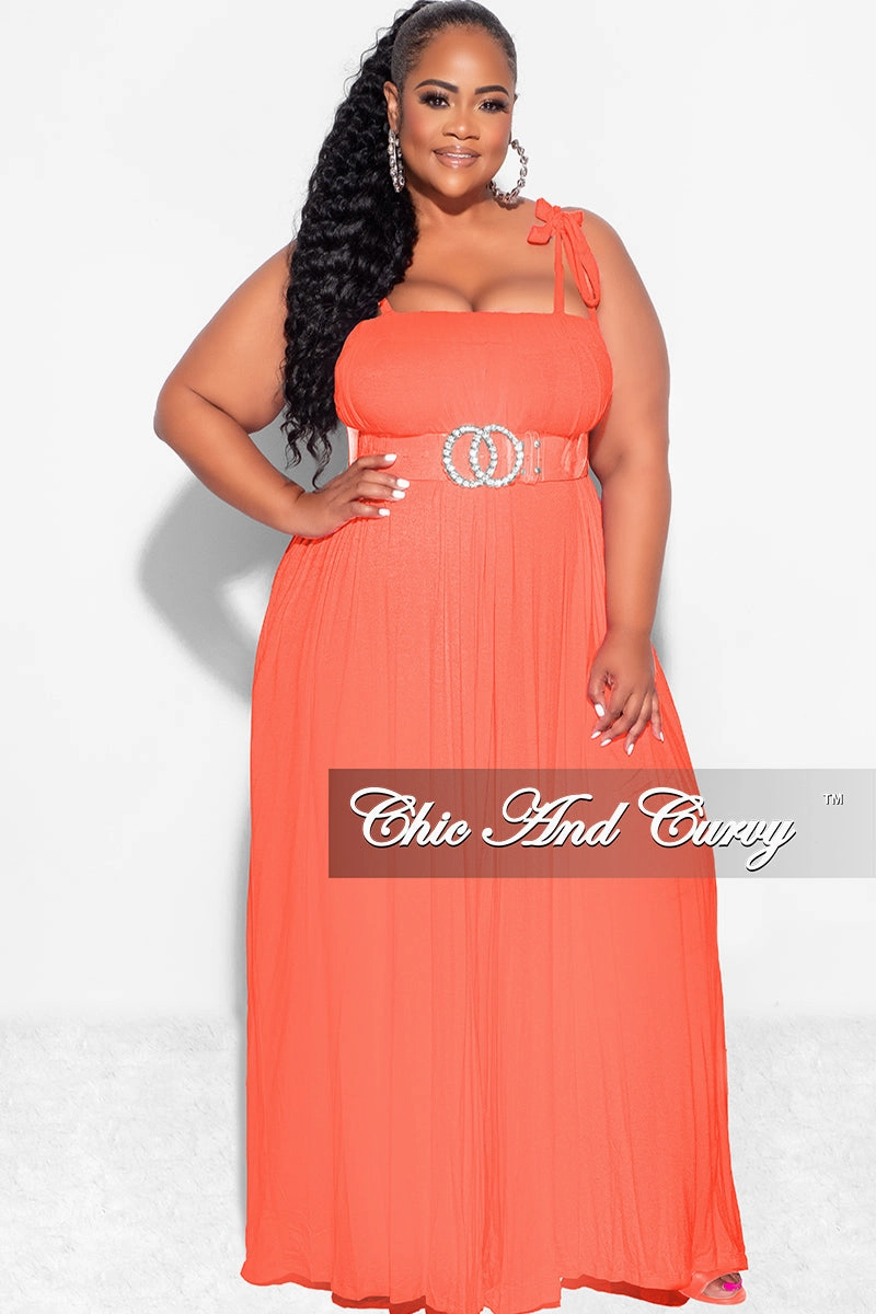 Final Sale Plus Size Jumpsuit with Spaghetti Straps in Coral Layer-Friendly AbrasionResistantPanels