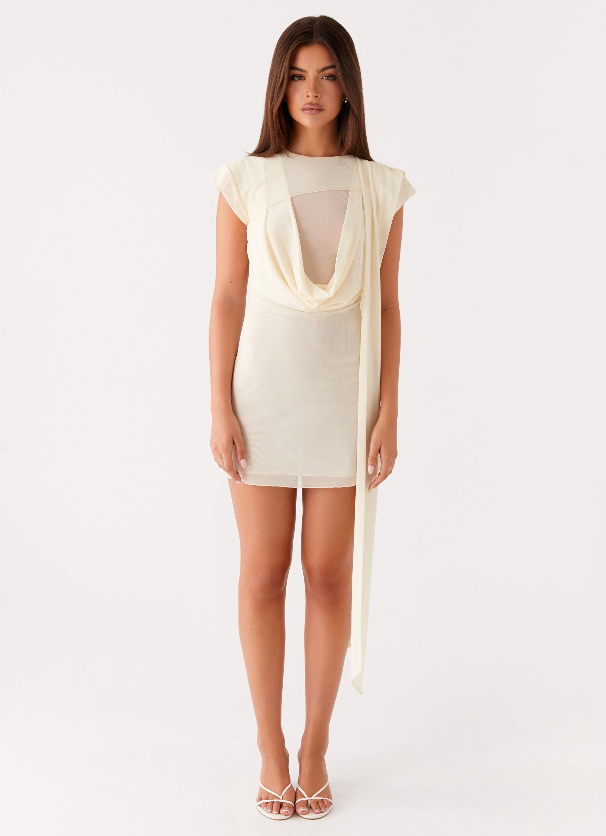 Flowy Layers Polished Finish Felipe Mini Dress - Yellow