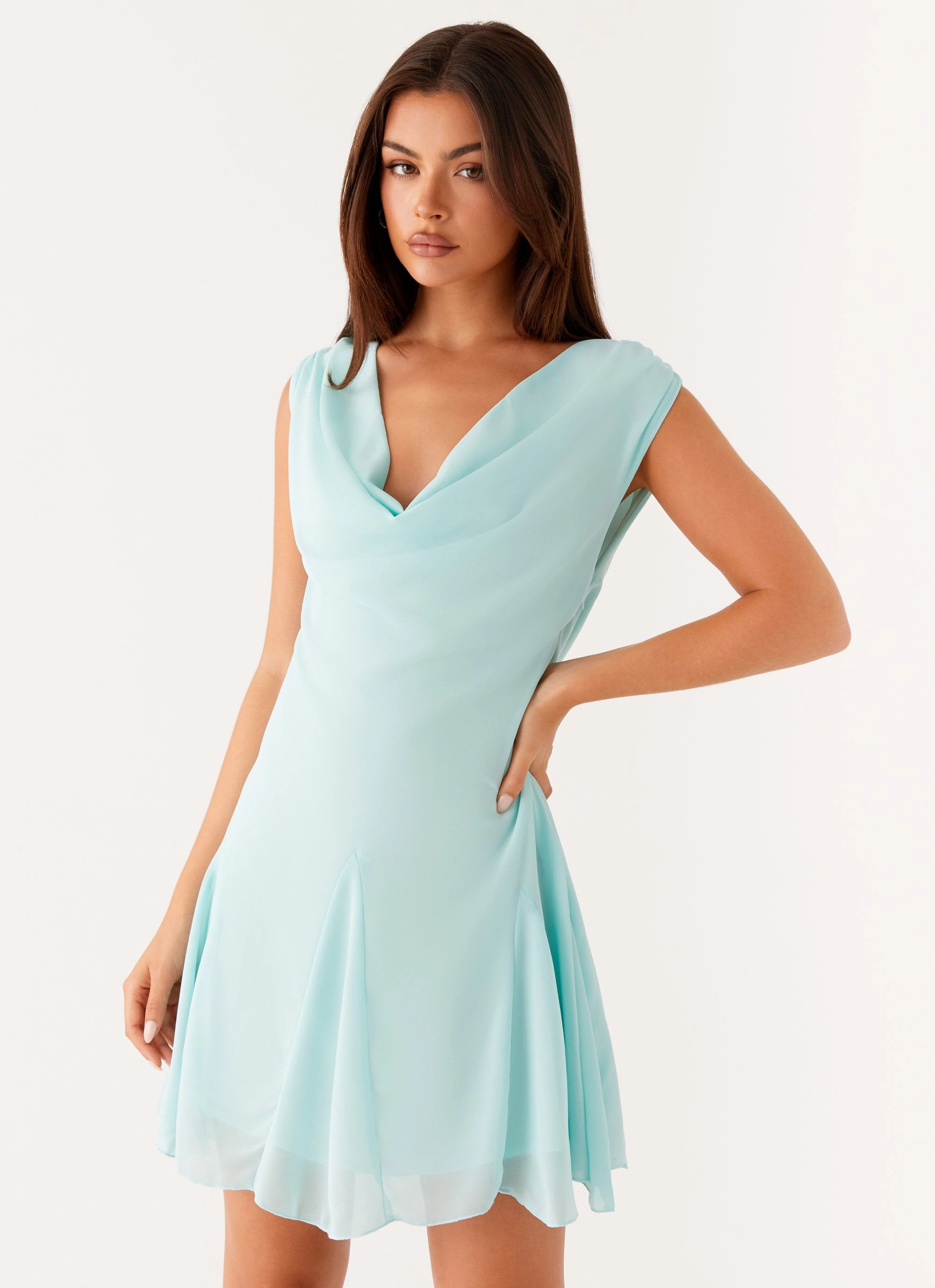 Cozy Cut Shayla Mini Dress - Turquoise