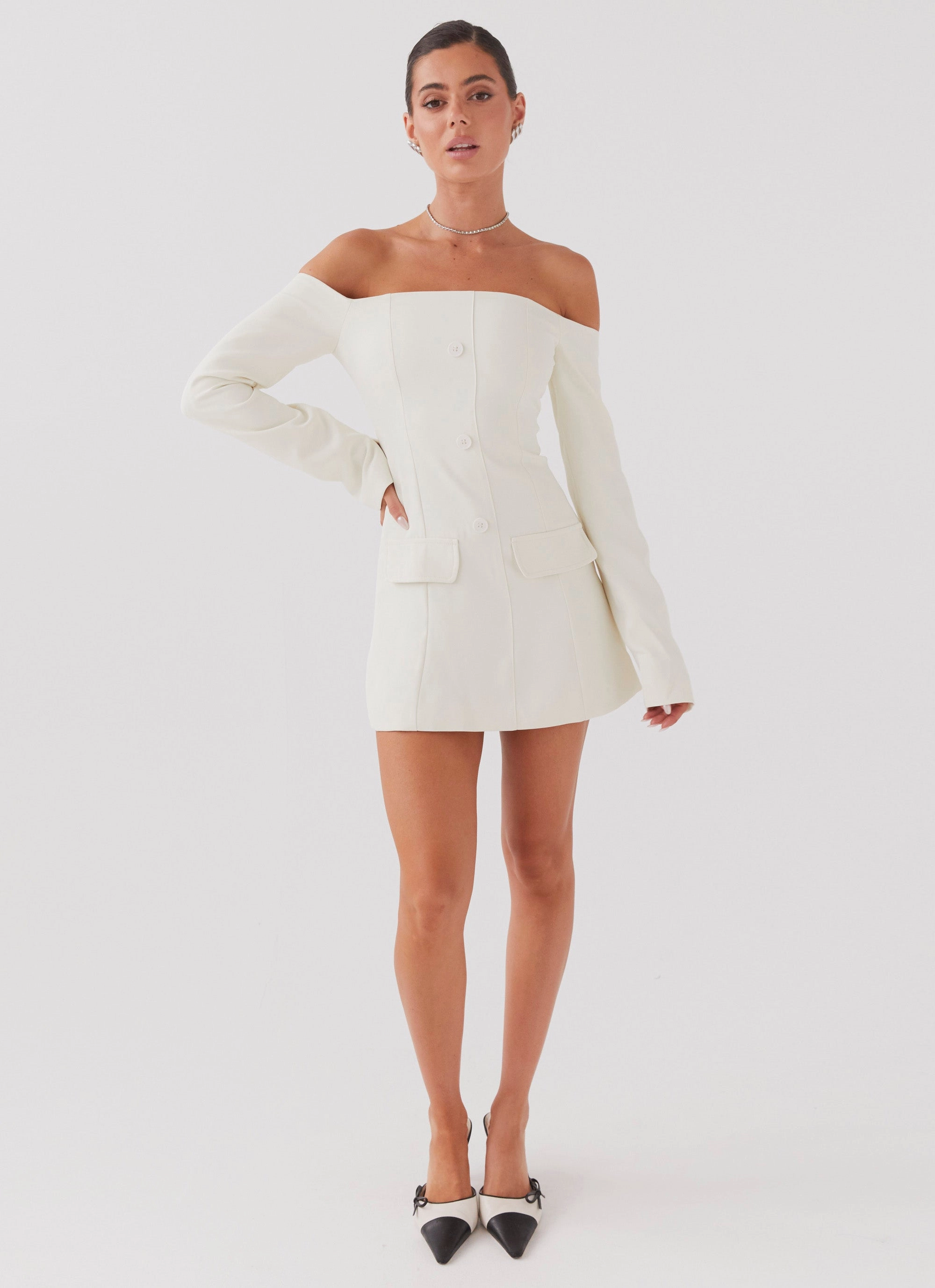 Fit Vibe Easy Flow Dominique Blazer Mini Dress - Ivory