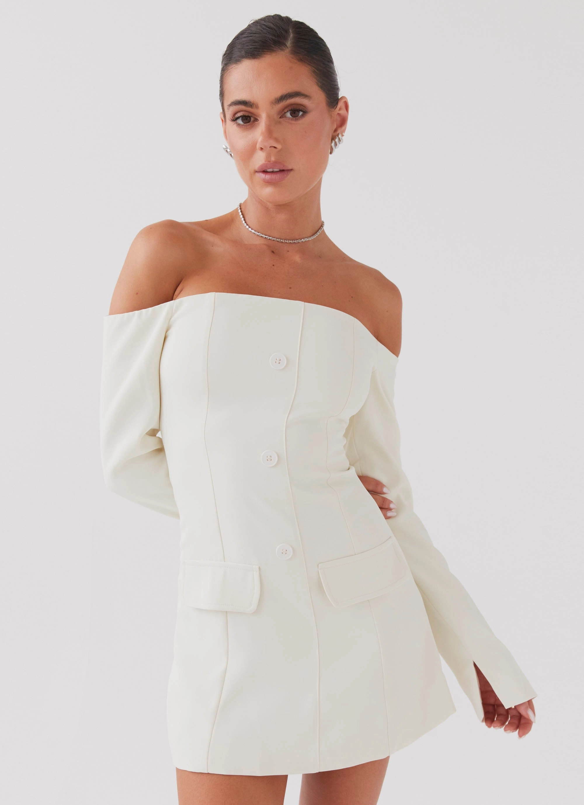 Easy Layers Dominique Blazer Mini Dress - Ivory