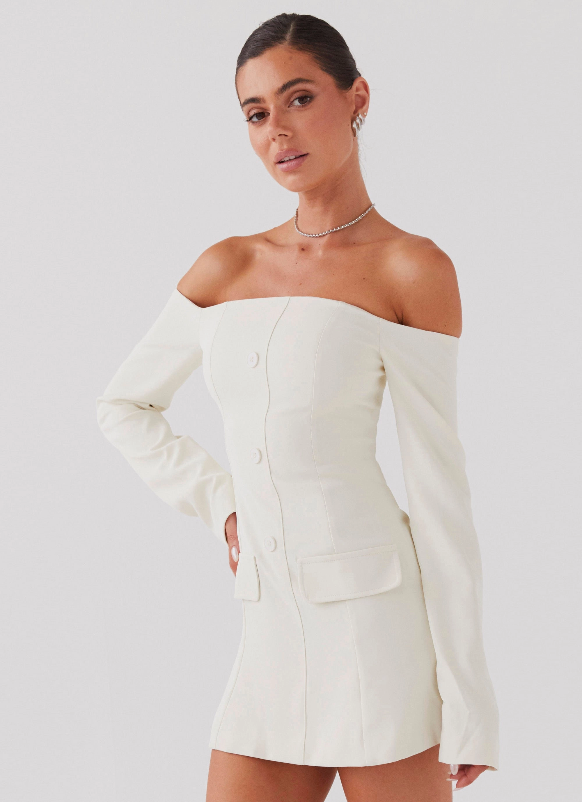All Day Ready Bright Bloom Dominique Blazer Mini Dress - Ivory