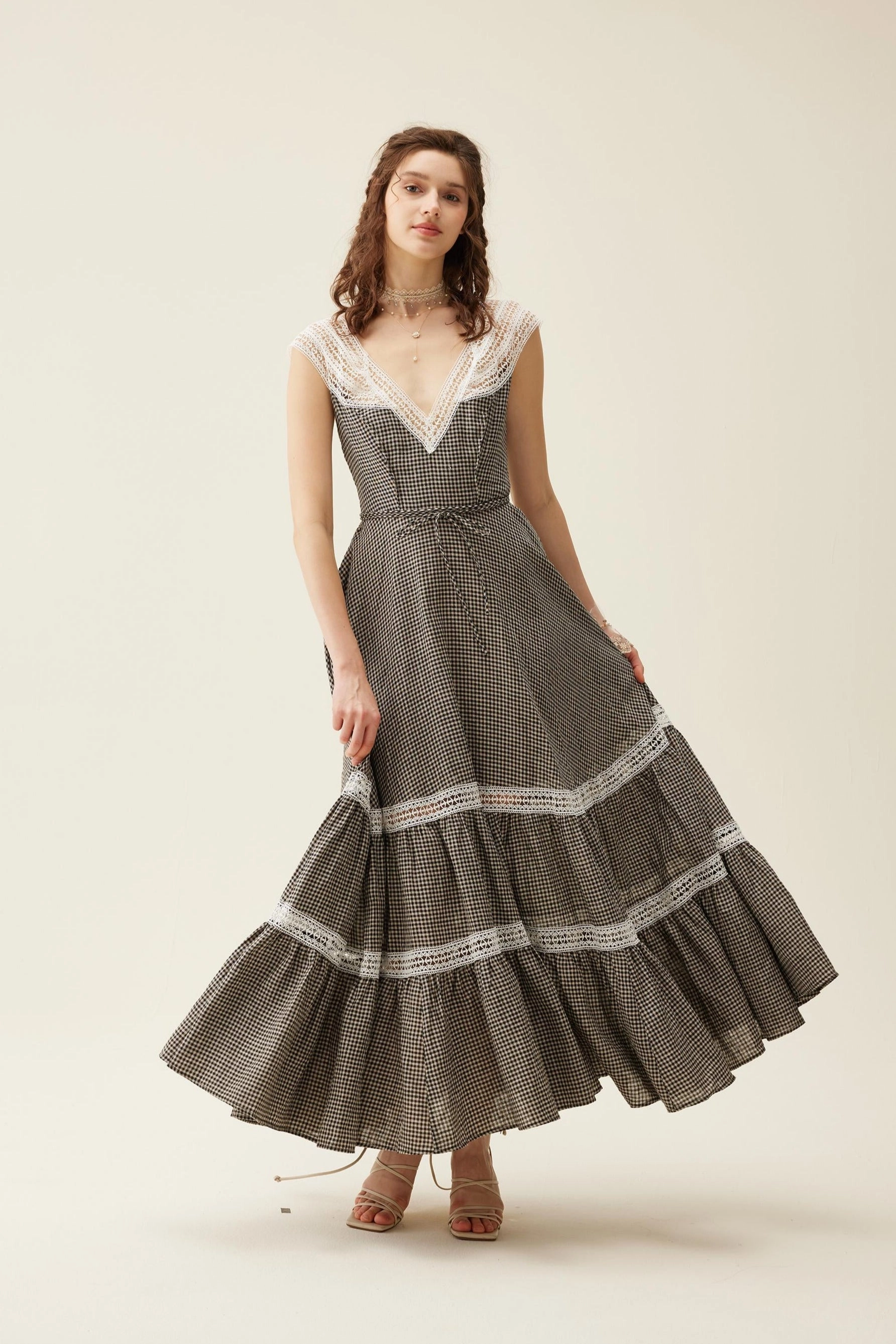Cherry Tree 25 | Lace Linen flared dress No Ride Up Design