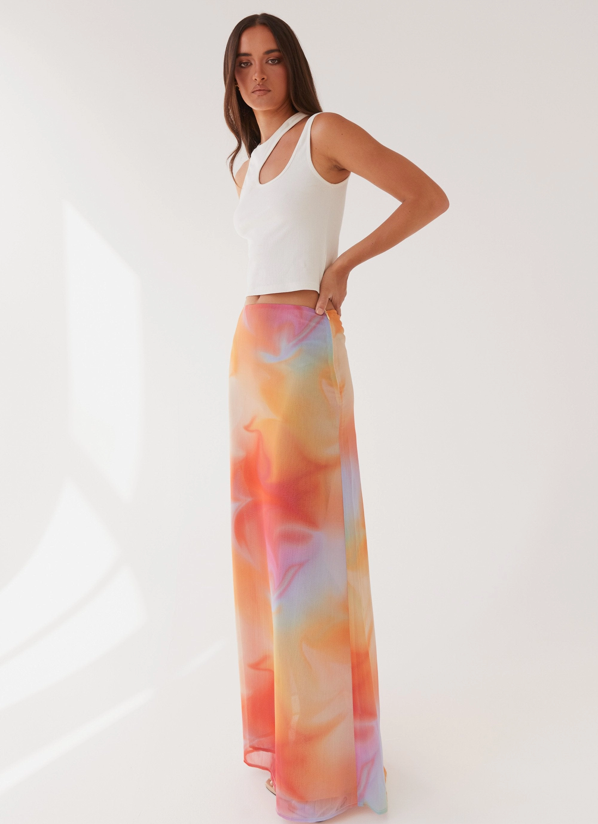 Adaptable Style Sunlight Cascade Maxi Skirt - Rainbow Radiance