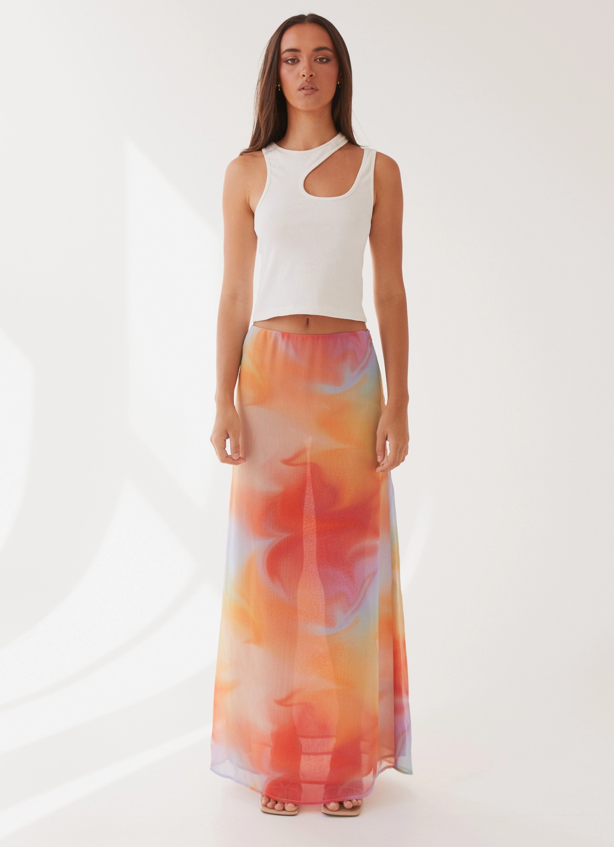 Sunlight Cascade Maxi Skirt - Rainbow Radiance Long Use Comfy Feel