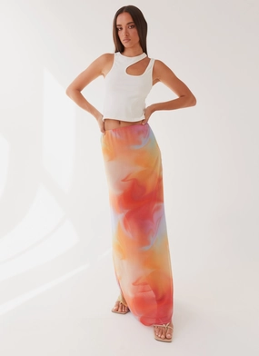 WindResistantMaterial Sunlight Cascade Maxi Skirt - Rainbow Radiance