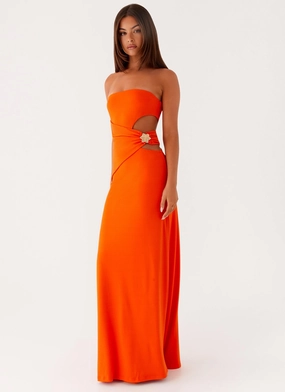 Anetta Maxi Dress - Orange custom-fit