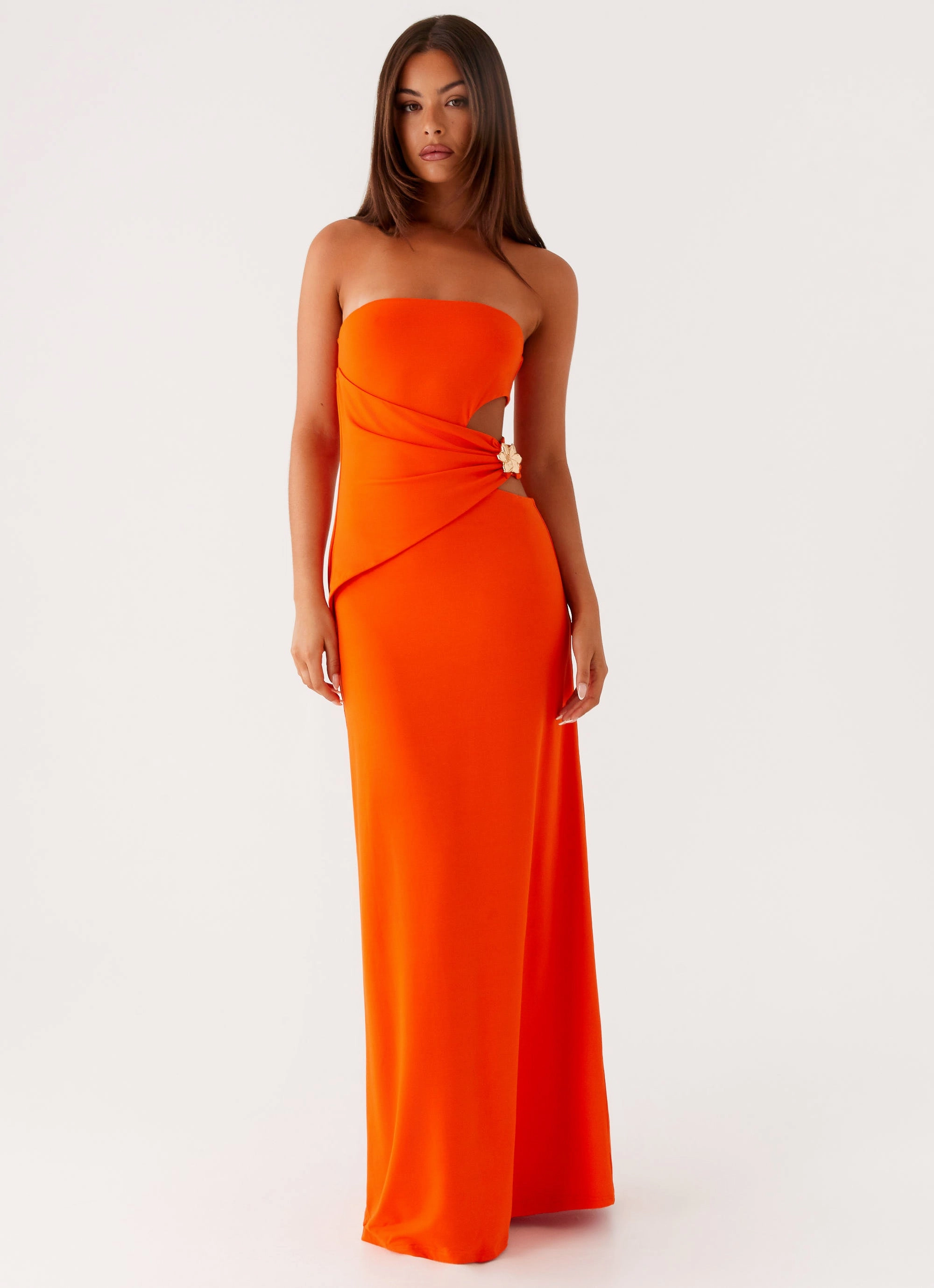 Anetta Maxi Dress - Orange Minimalist feel Wedding guest