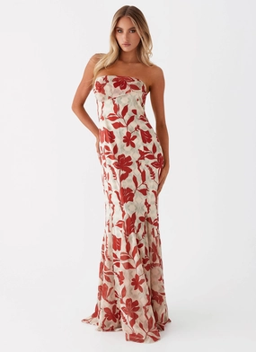 Willa Maxi Dress - Red Green Floral Body Harmony