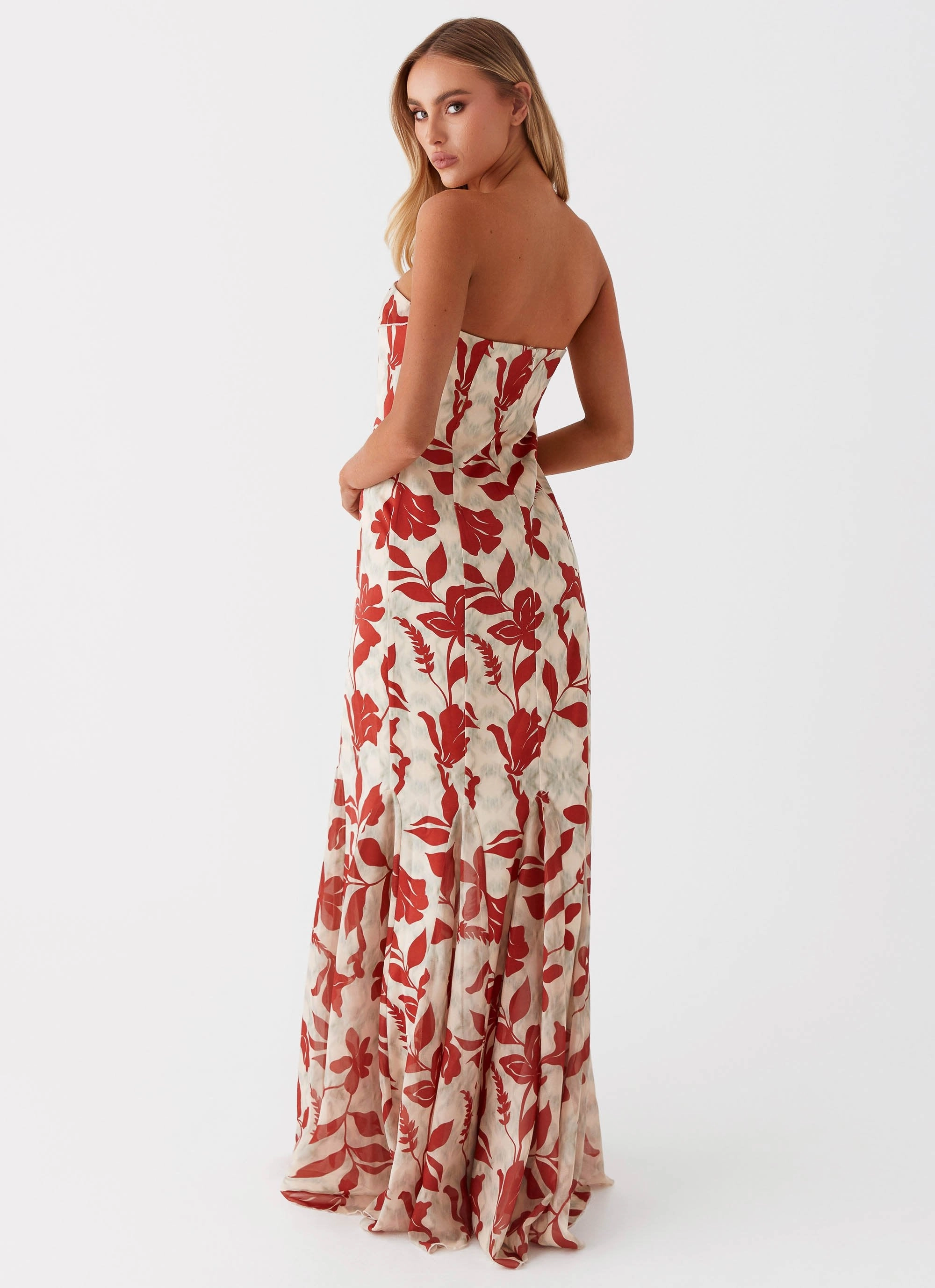 CrinkleResistantWeave Willa Maxi Dress - Red Green Floral