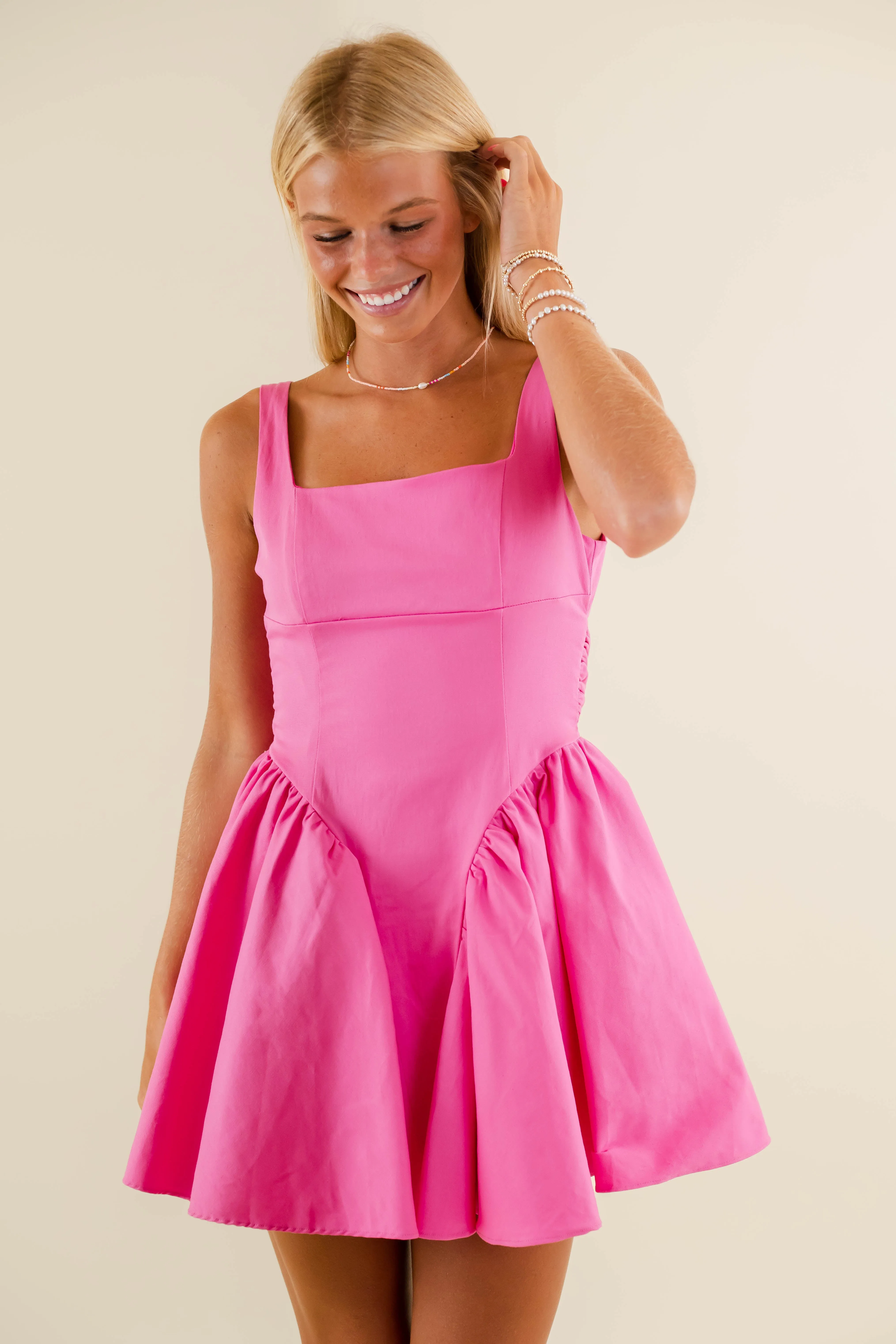 Relaxed Style Wear Perfectly Me Mini Dress-Hot Pink