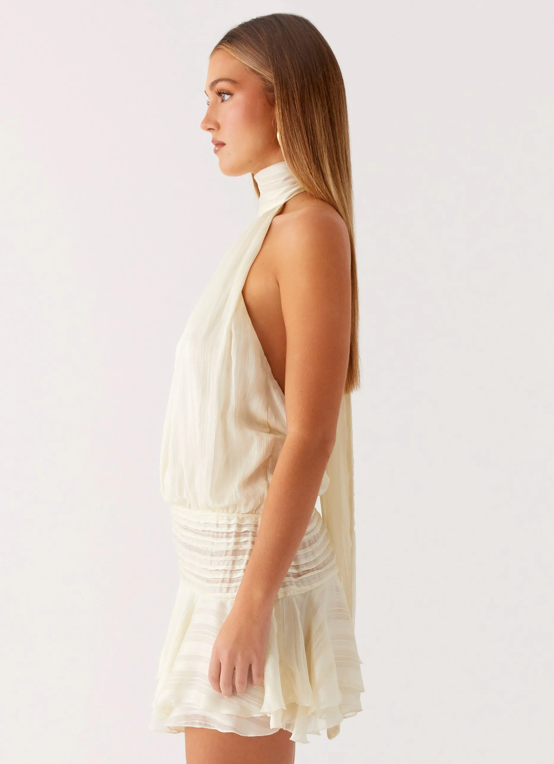 solo wear Willow Chiffon Mini Dress - Ivory
