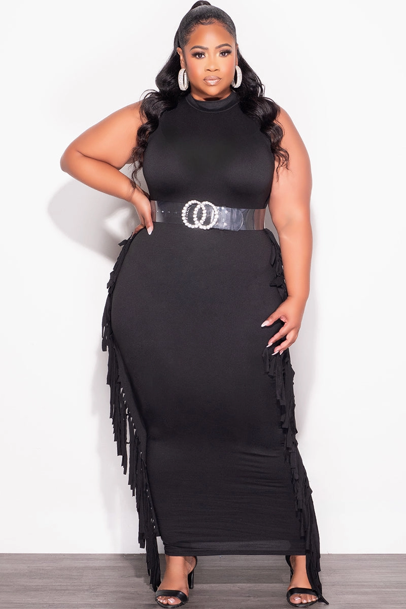 Active Fit Core Stretch Final Sale Plus size Sleeveless Fringe Midi Dress
