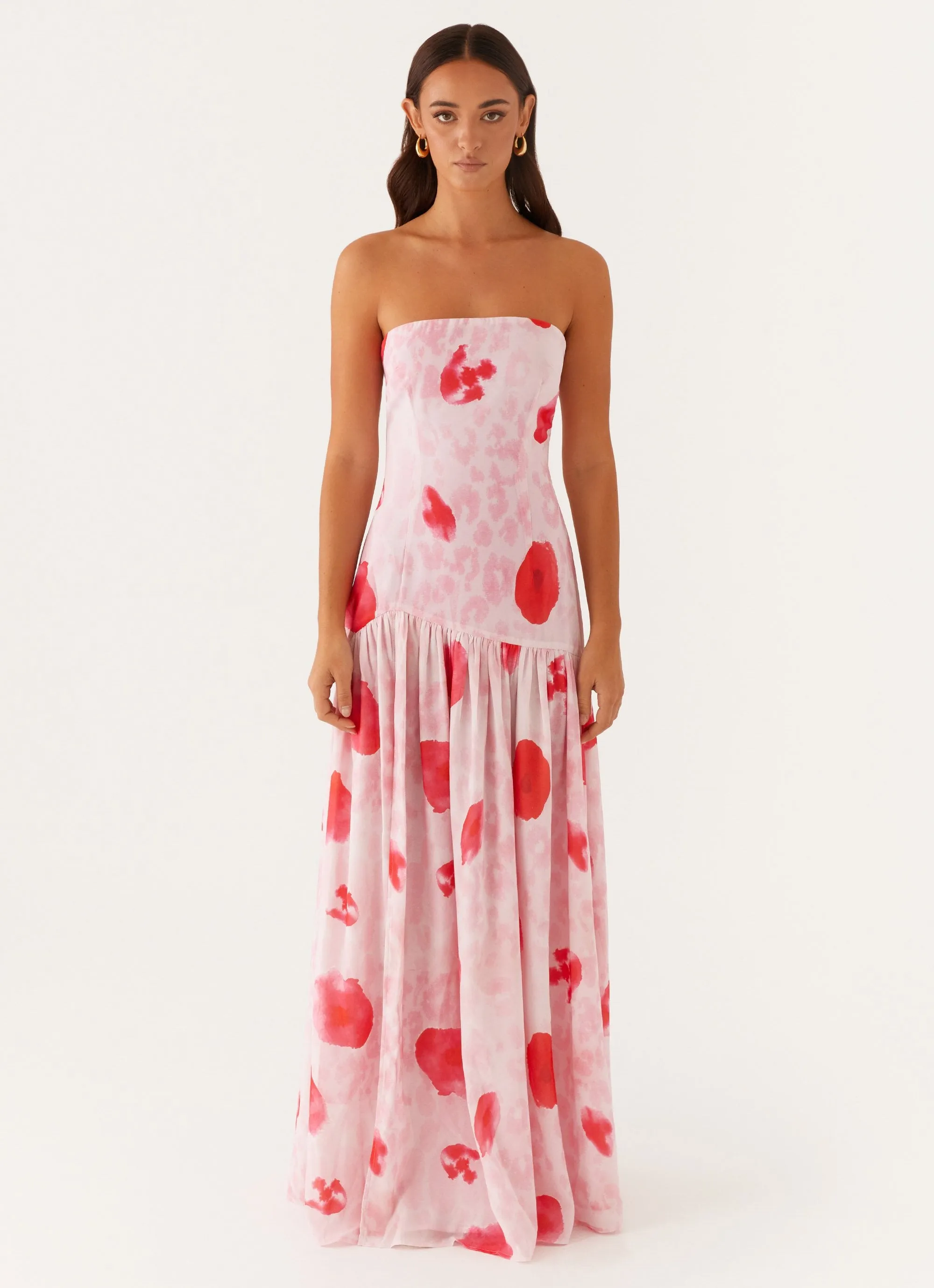 Eden Strapless Maxi Dress - Rose Leopard Smooth silhouette urban vibe