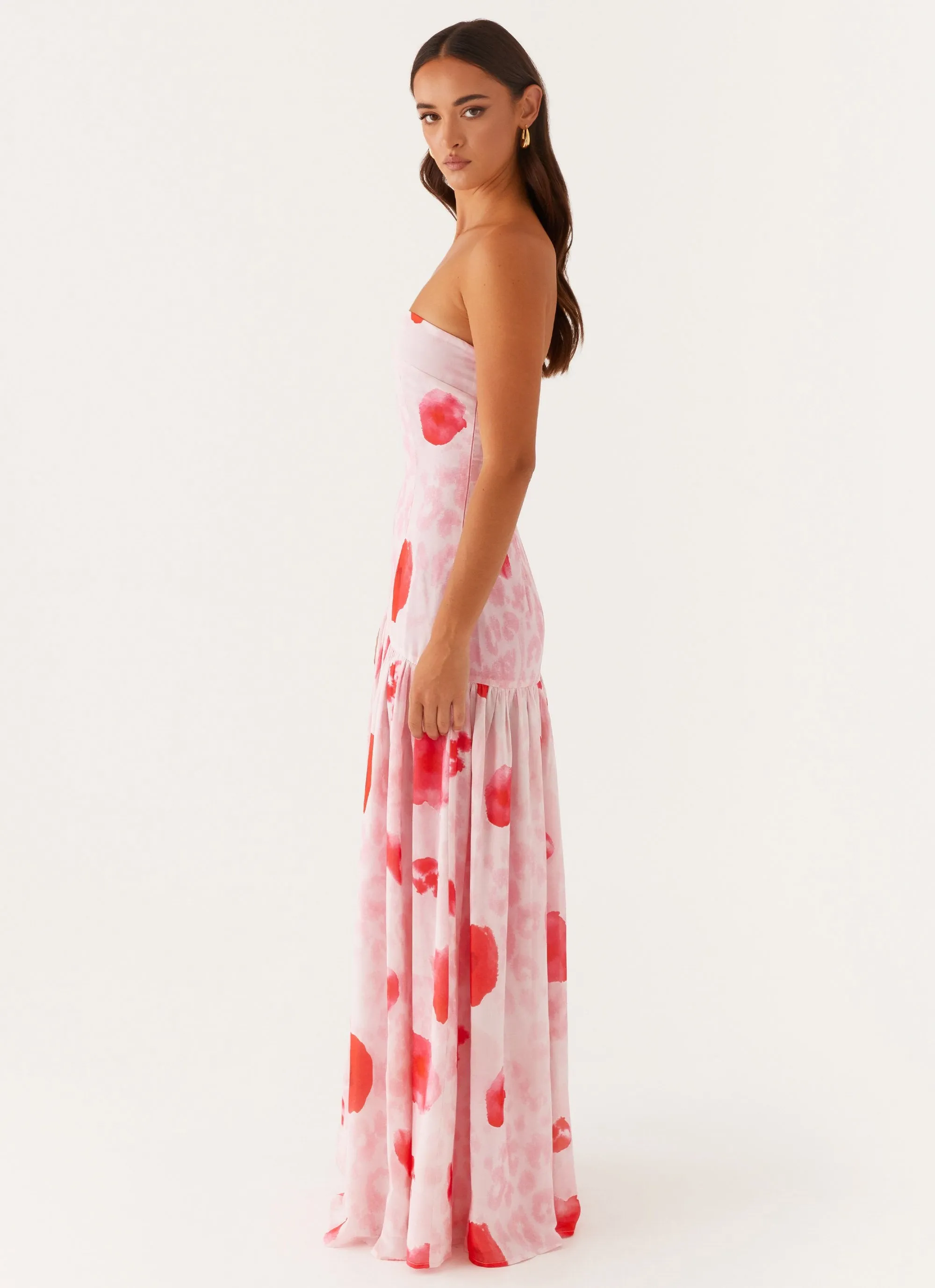 Calm Touch Eden Strapless Maxi Dress - Rose Leopard