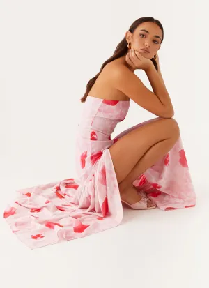 Eden Strapless Maxi Dress - Rose Leopard Front-Pocket Simple Spirit
