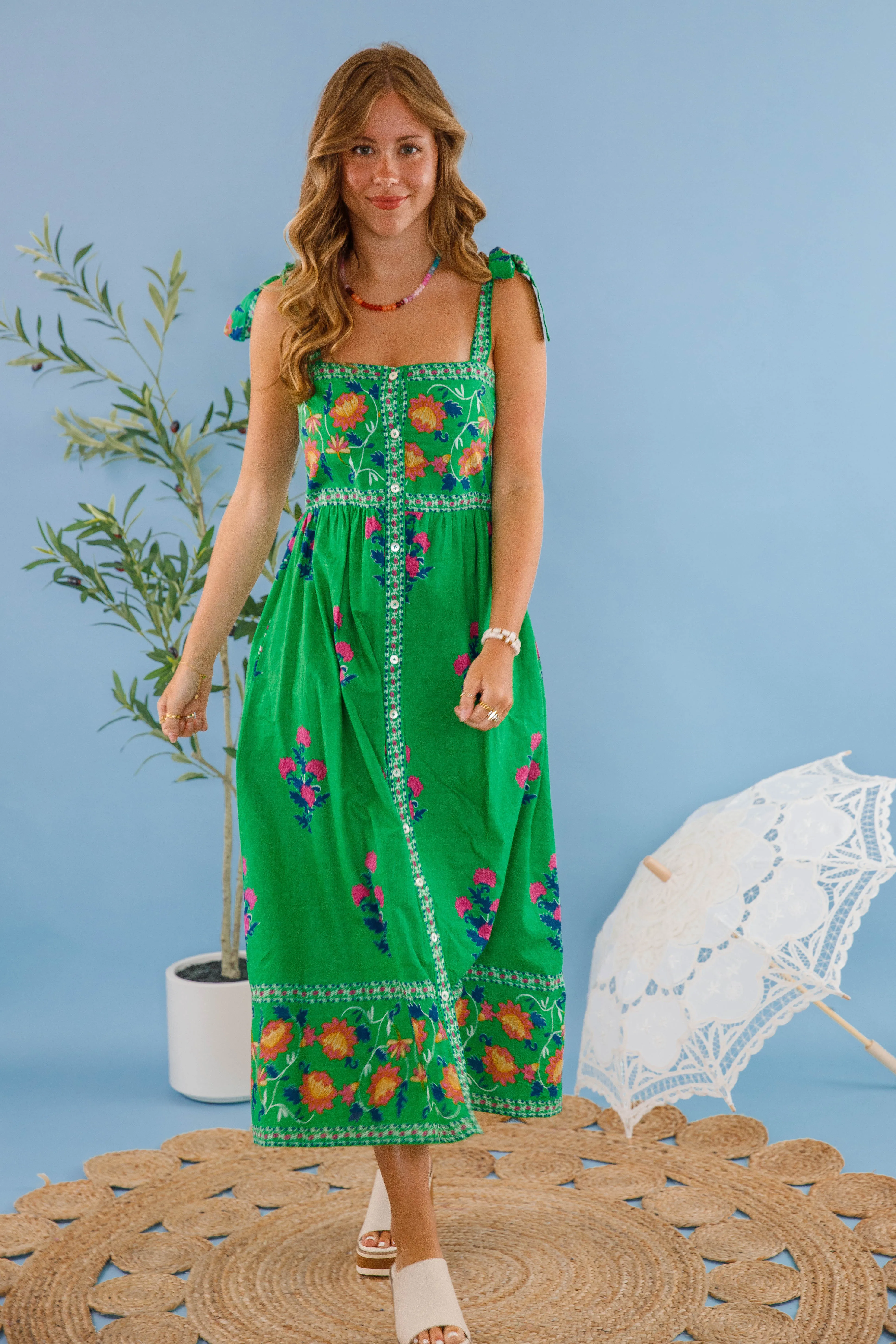 Life On the Lake Midi Dress Airy Drape garden party