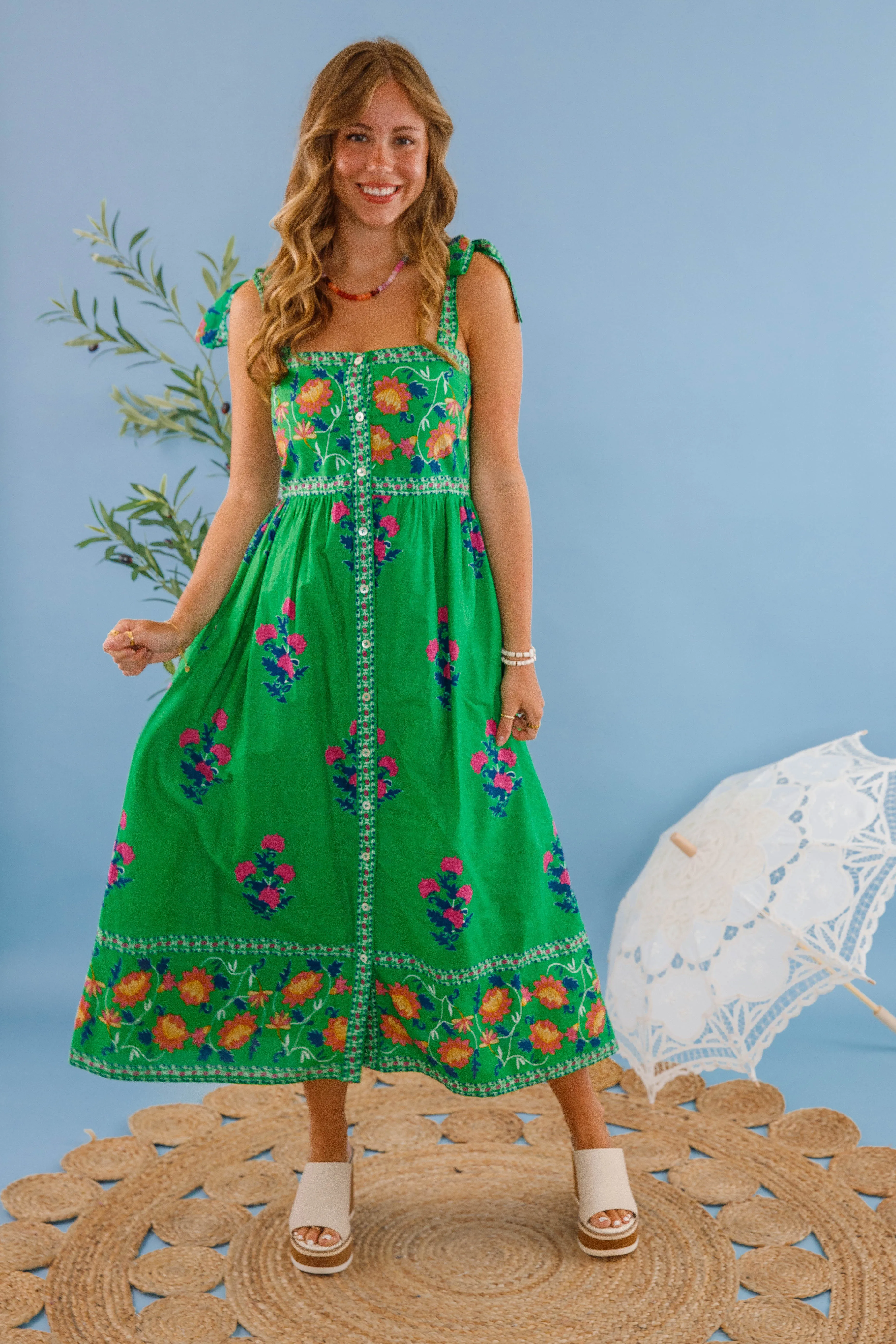 Life On the Lake Midi Dress Textured Flow Petite friendly