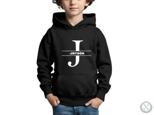 Personalized Name Autumn Hoodie with Alphabet J for Toddler Boys