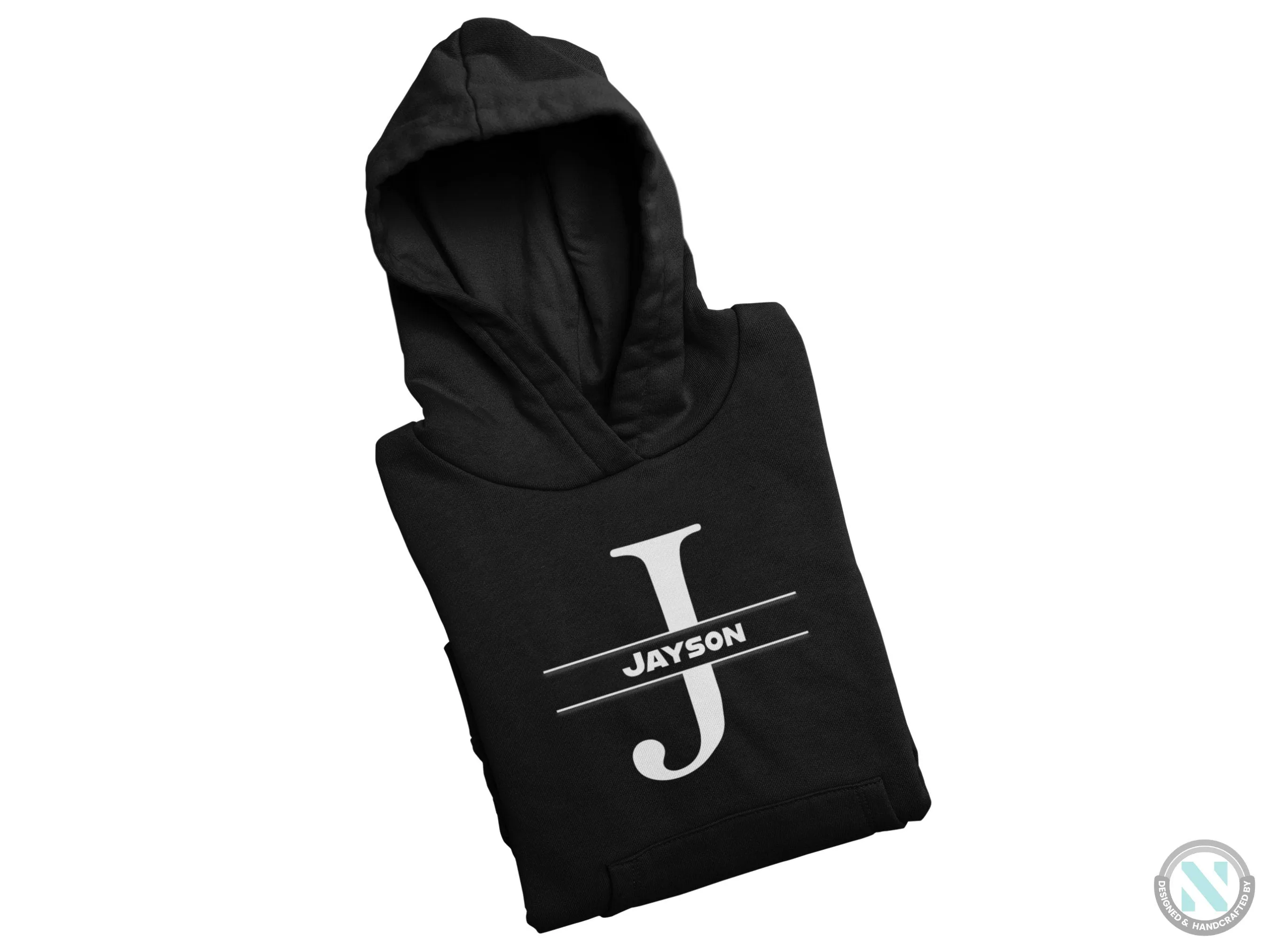 Personalized Name Autumn Hoodie with Alphabet J for Toddler Boys