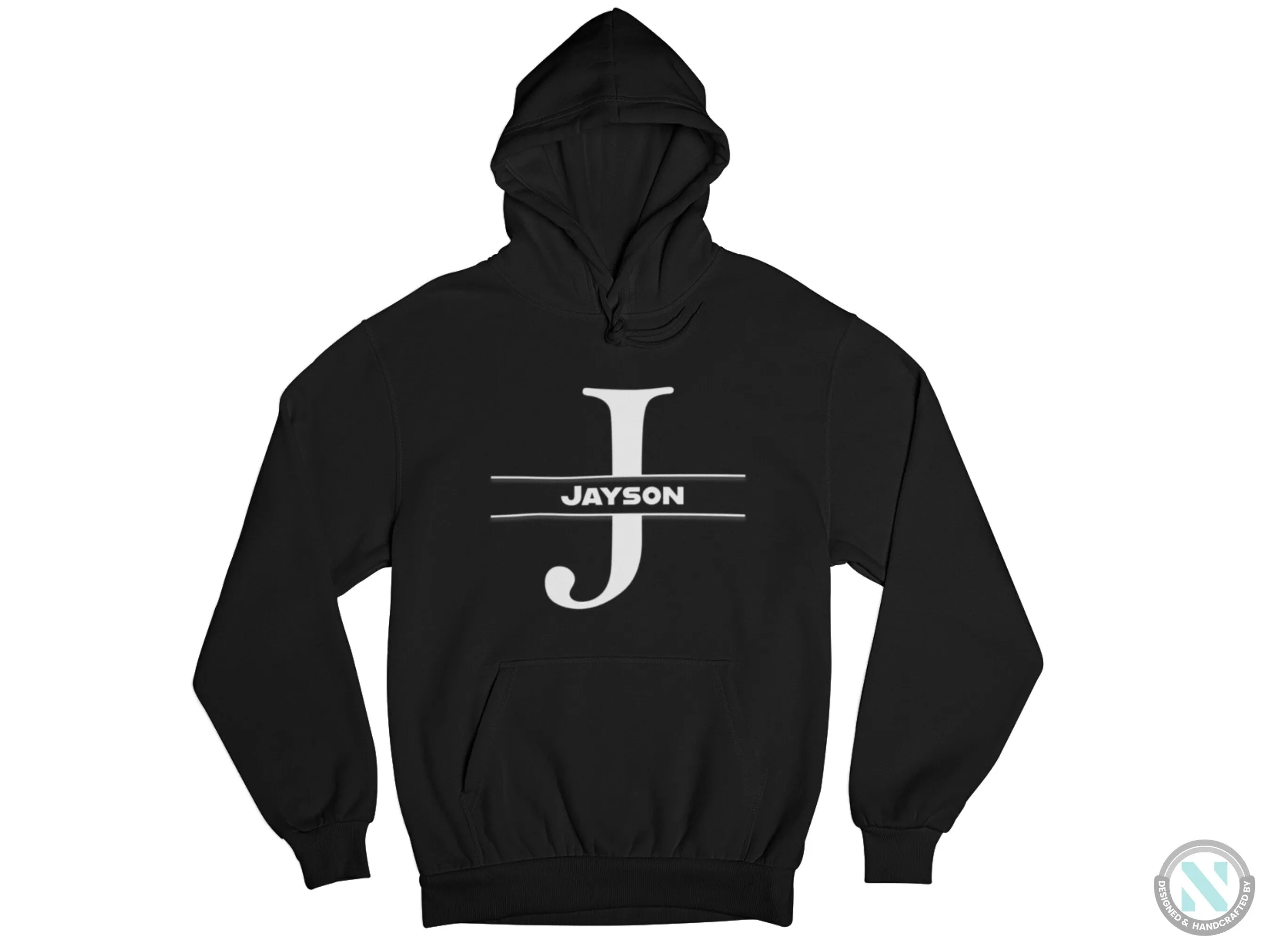 Personalized Name Autumn Hoodie with Alphabet J for Toddler Boys