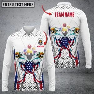 Personalized Name Table Trekker Billiard Long Sleeve Polo, Eagle Billiard Polo Shirt