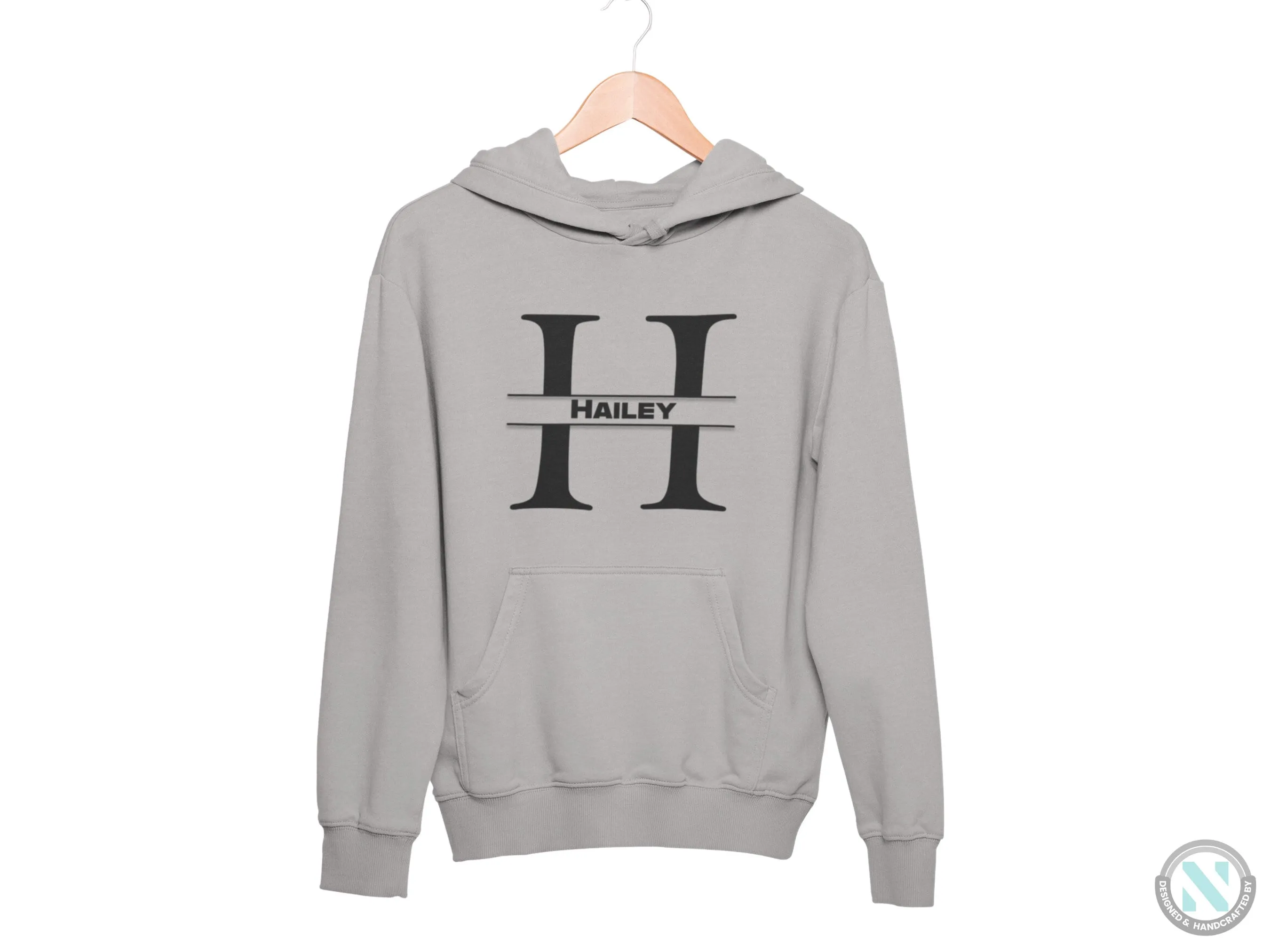 Personalized Name with Alphabet H Autumn Hoodie for Toddler Boys