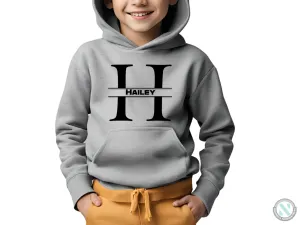 Personalized Name with Alphabet H Autumn Hoodie for Toddler Boys
