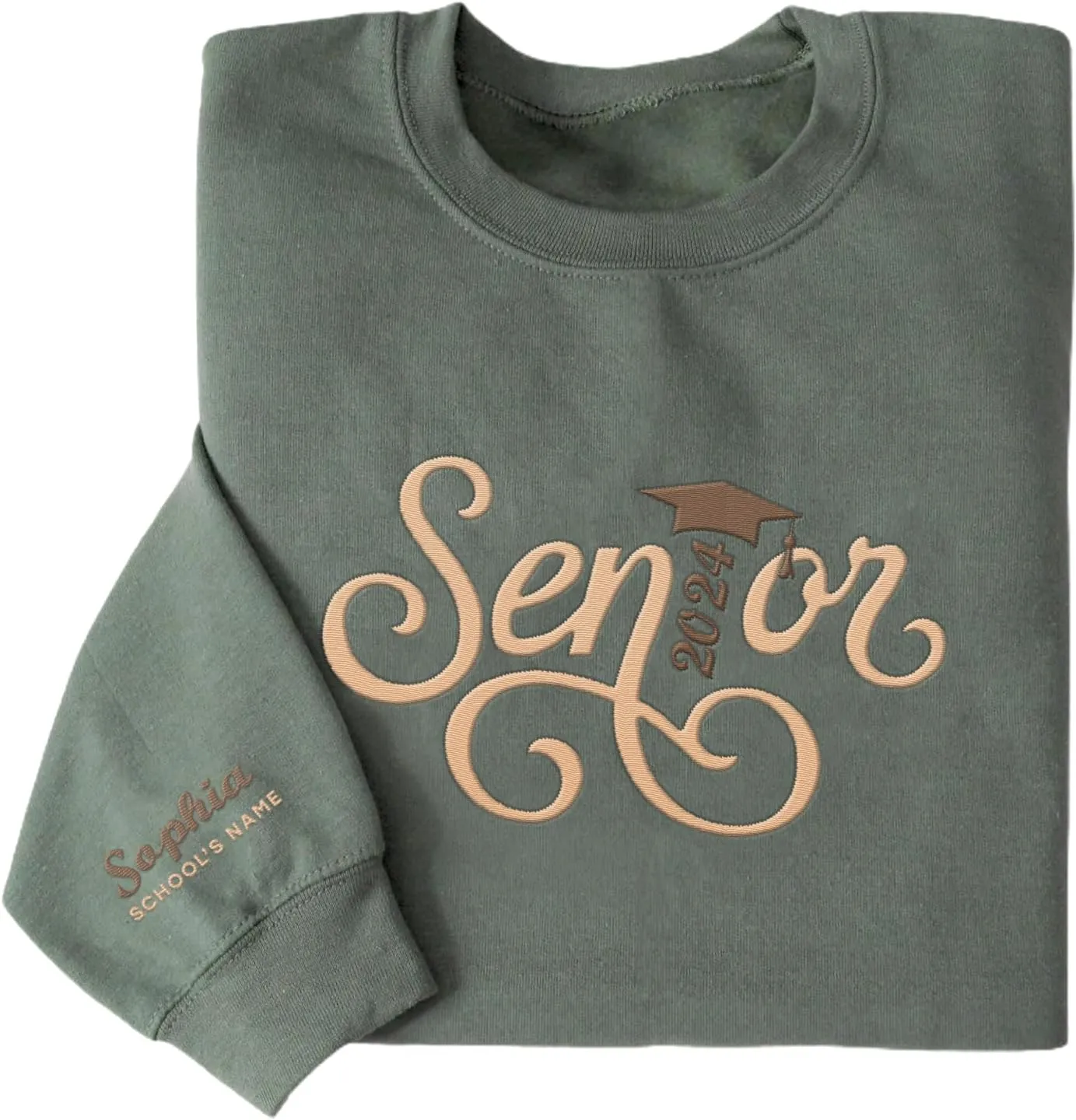 Personalized Senior 2024 Embroidered Sweatshirt Gift, Graduation Class Of 2024 School Senior Embroidery Sweatshirt