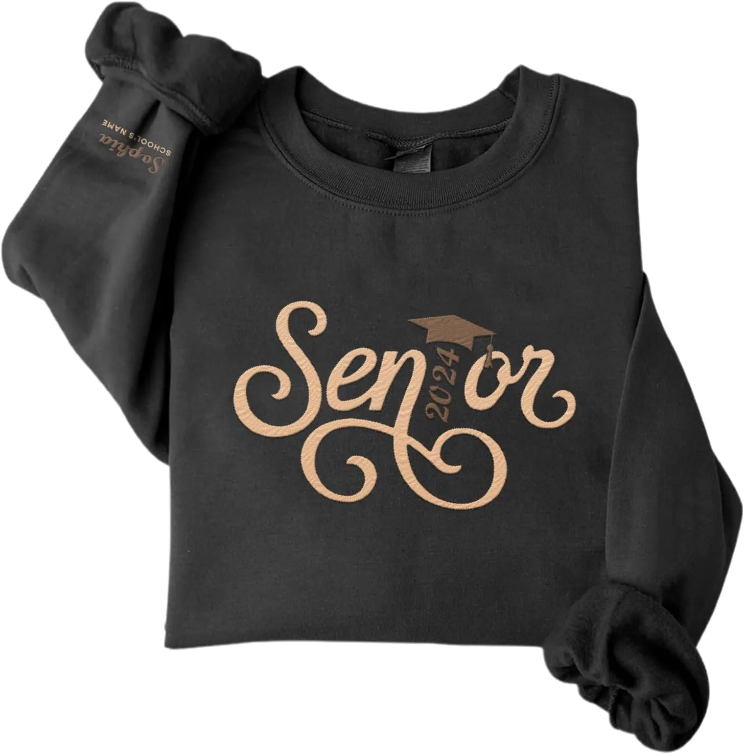 Personalized Senior 2024 Embroidered Sweatshirt Gift, Graduation Class Of 2024 School Senior Embroidery Sweatshirt
