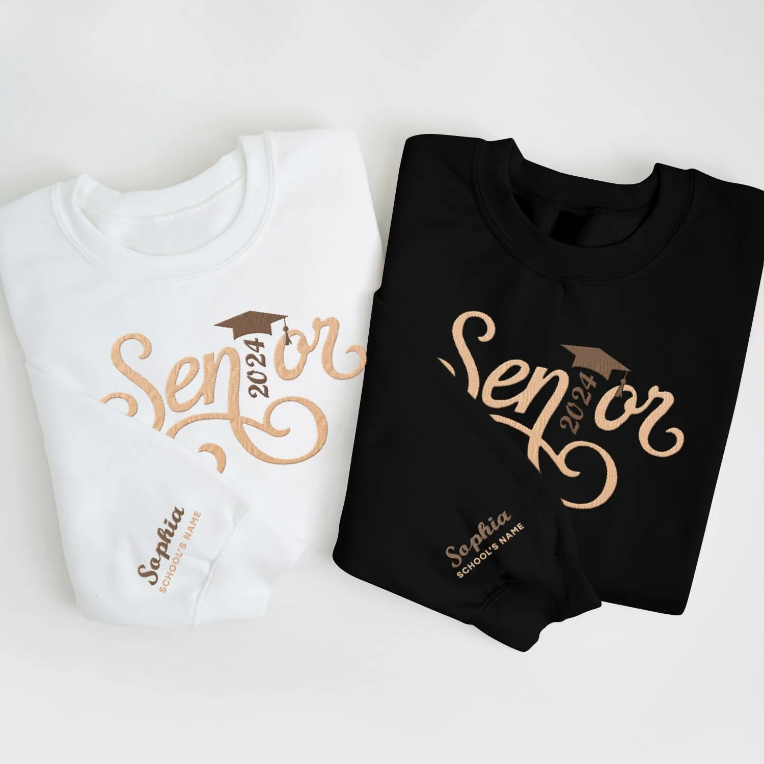 Personalized Senior 2024 Embroidered Sweatshirt Gift, Graduation Class Of 2024 School Senior Embroidery Sweatshirt