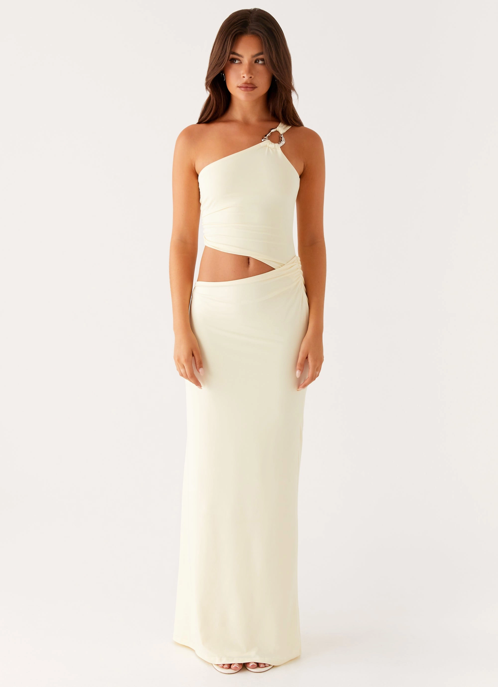 Shirred-Detail Midi-Length Peta Maxi Dress - Yellow
