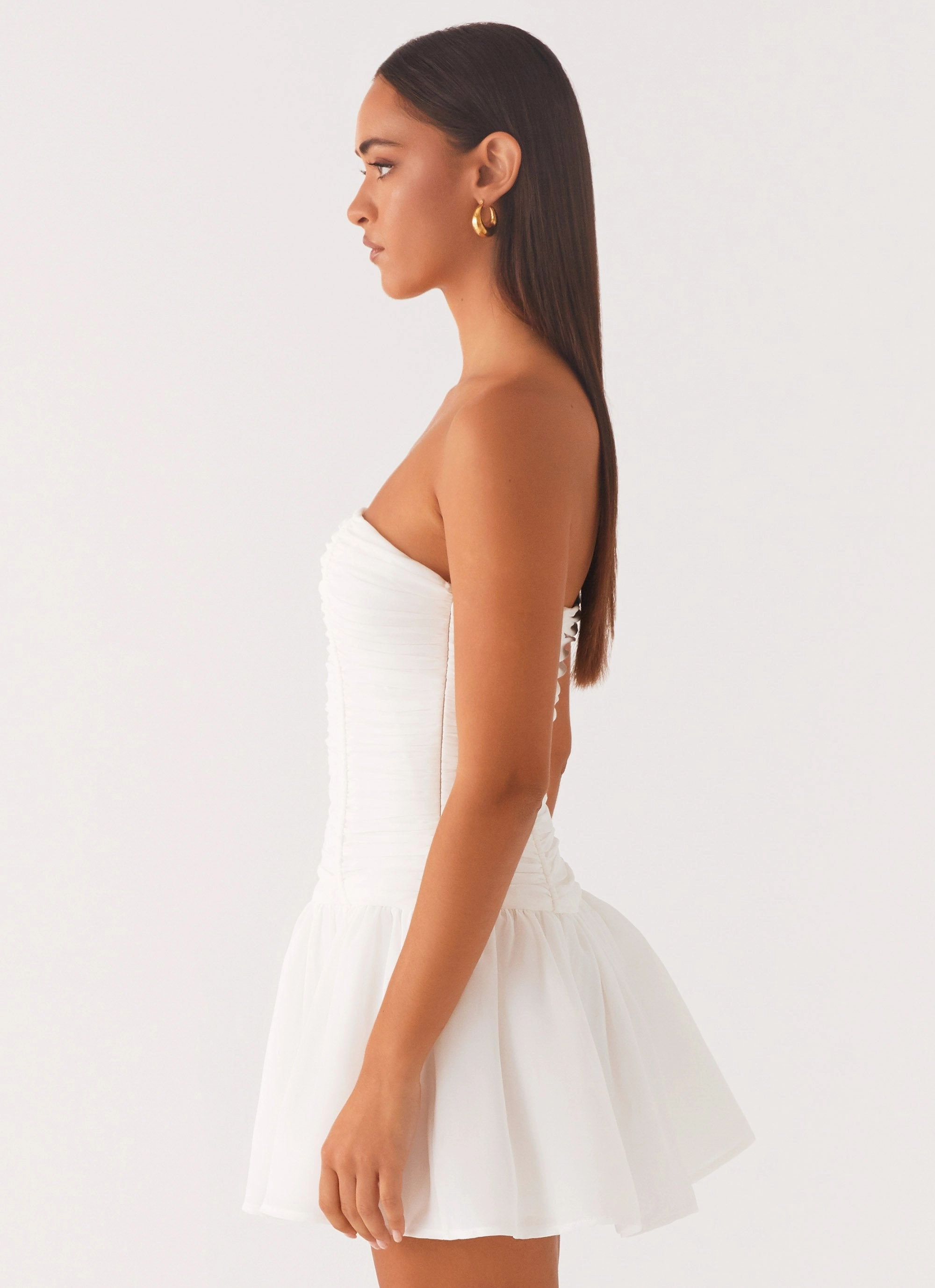 Meadow Dreams Mini Dress - White Underwire-Support