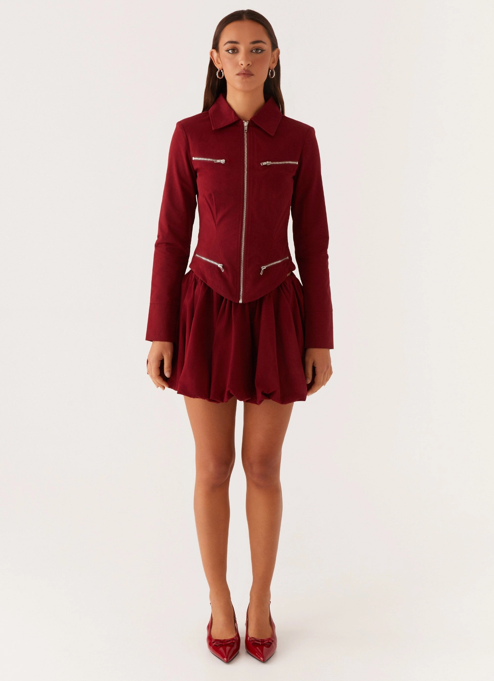 FlatlockSeamTechnique Petra Fitted Zip Top - Mulberry