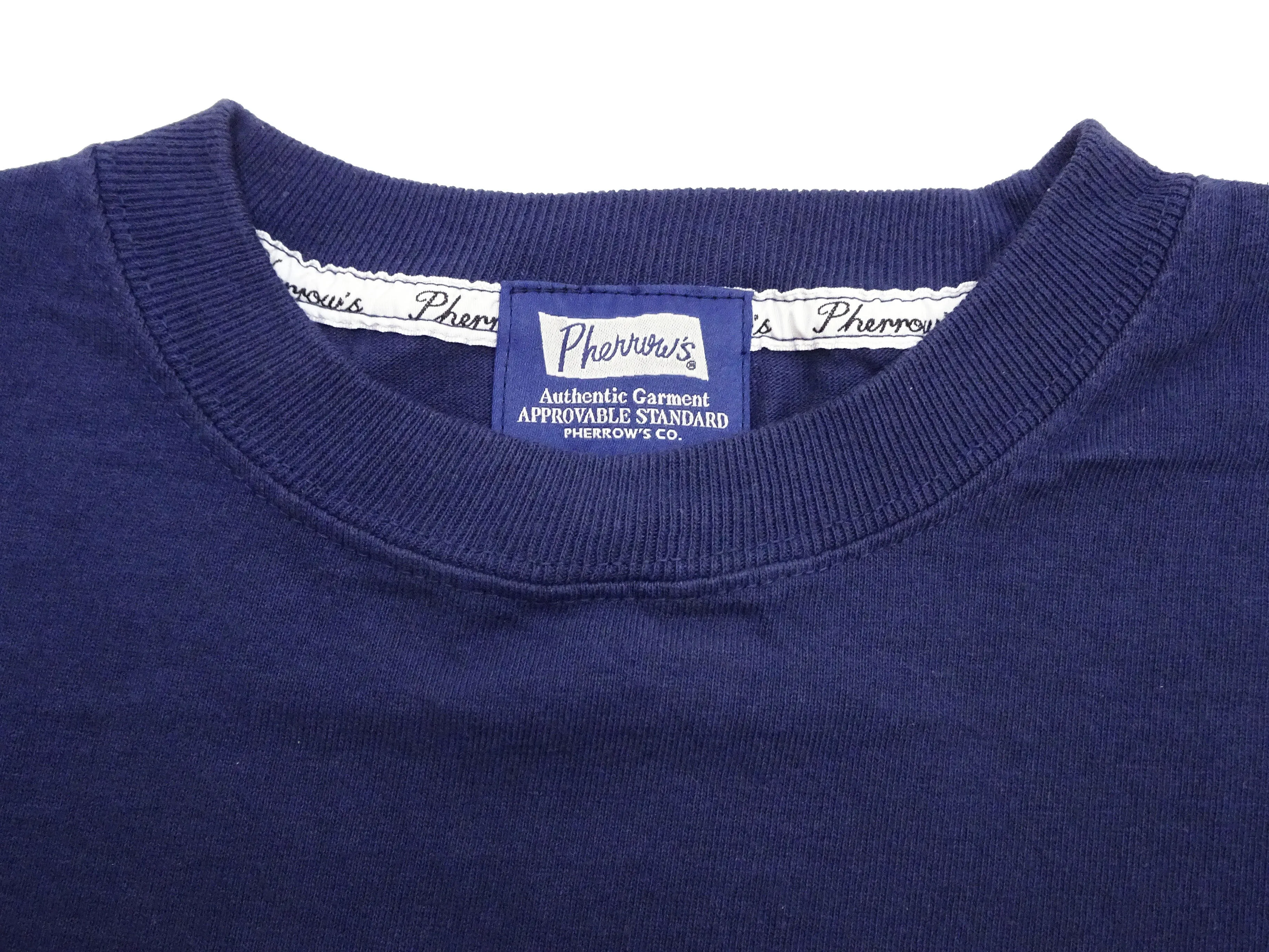 Pherrows T-Shirt Men's Short Sleeve Graphic Print Brand Logo Tee Pherrow's 24S-PT1 Navy-Blue
