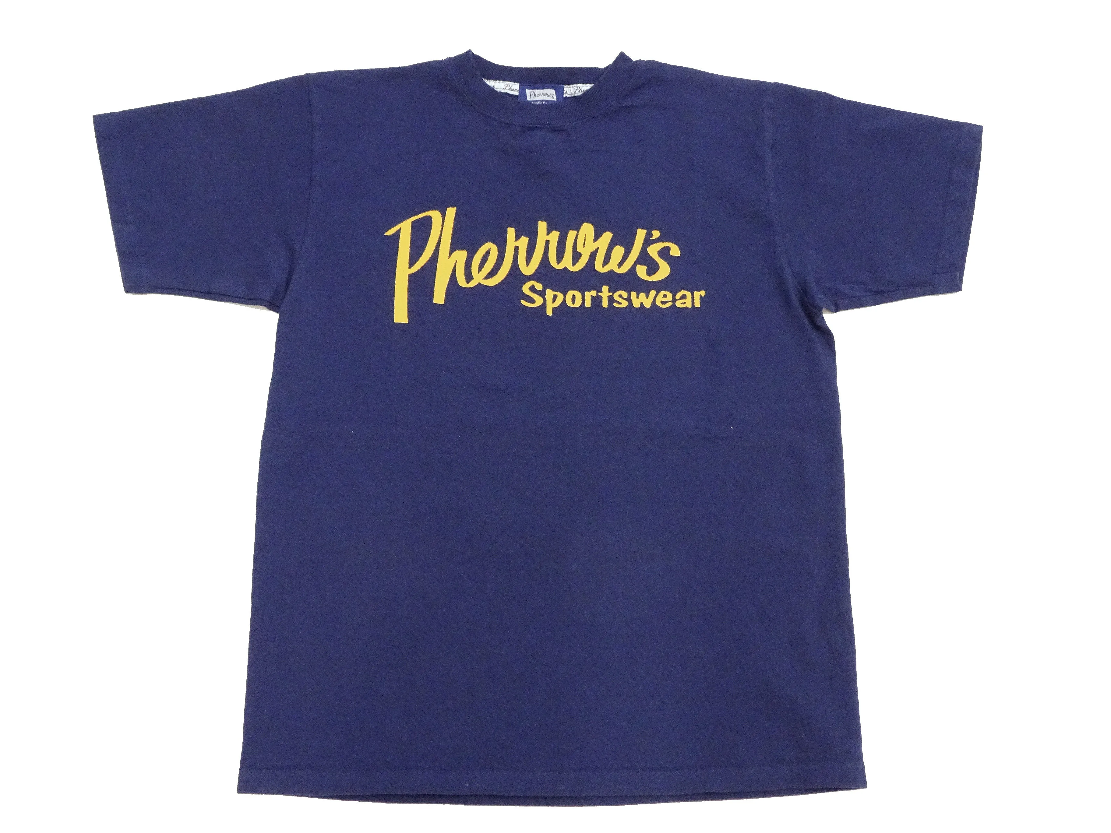 Pherrows T-Shirt Men's Short Sleeve Graphic Print Brand Logo Tee Pherrow's 24S-PT1 Navy-Blue
