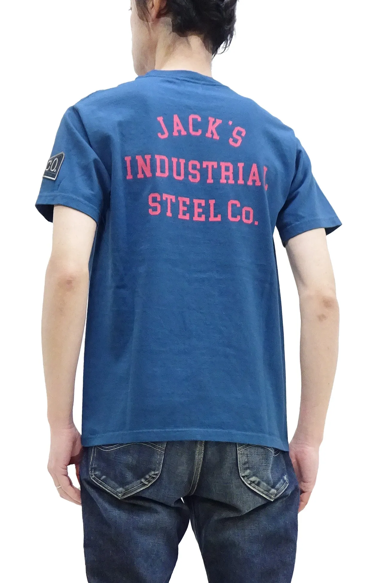 Pherrows T-Shirt Men's Short Sleeve Patched and Printed Tee Pherrow's 24S-PT3 Slate-Blue (Faded-Blue)