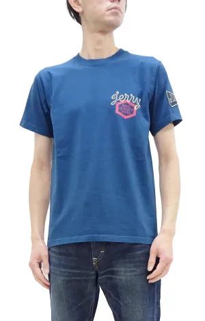 Pherrows T-Shirt Men's Short Sleeve Patched and Printed Tee Pherrow's 24S-PT3 Slate-Blue (Faded-Blue)