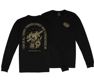 Philippians 4:13 Long Sleeve T-Shirt (Black & Gold)