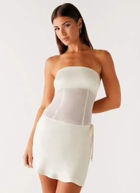 Philomena Mini Dress - Off White Cool Texture