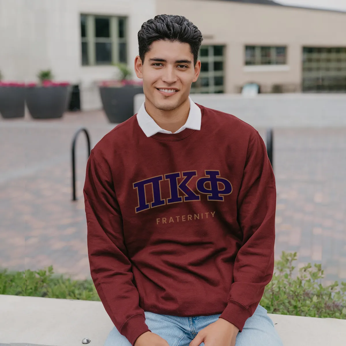 Pi Kapp Maroon Old School Crewneck