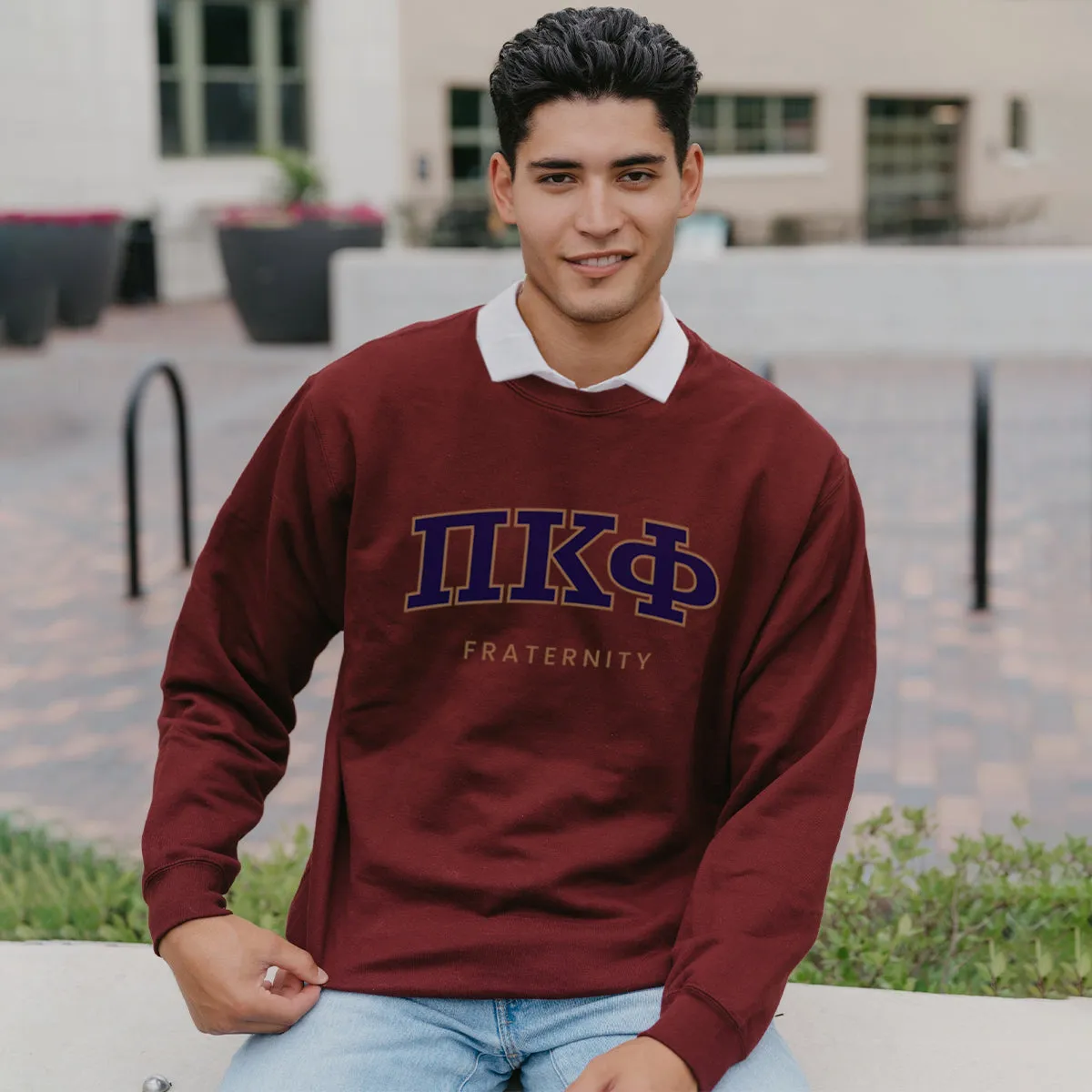Pi Kapp Maroon Old School Crewneck